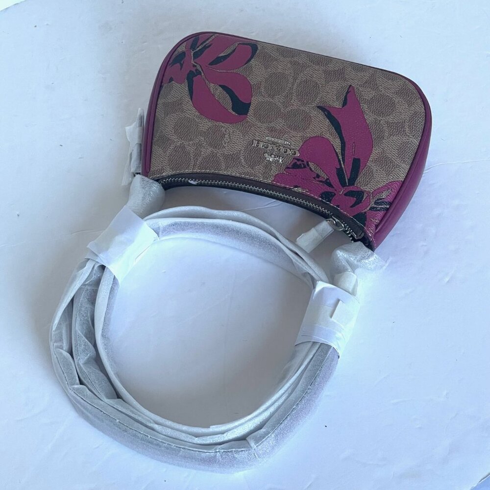 Coach Teri Mini Crossbody Brown Signature Canvas Red Bow Print CY733 - Picture 7 of 9